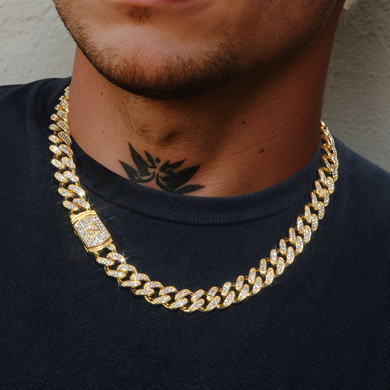 Street Luxury 12mm 20 Initial Letter Iced Out Miami Cuban Chain In Gold - Image 7