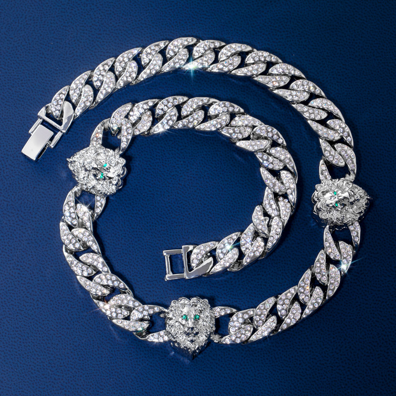Iced Out Lion 13mm Cuban Chain Necklace Gold With Street Luxury Shine - Image 3