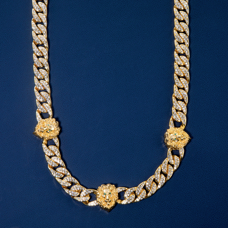 Iced Out Lion 13mm Cuban Chain Necklace Gold With Street Luxury Shine - Image 4