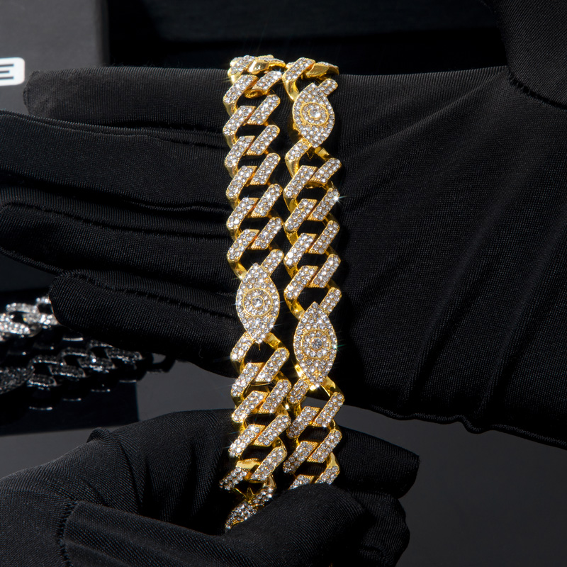 Iced Out Evil Eyes 12mm Cuban Chain Gold With Street Luxury Shine - Image 4