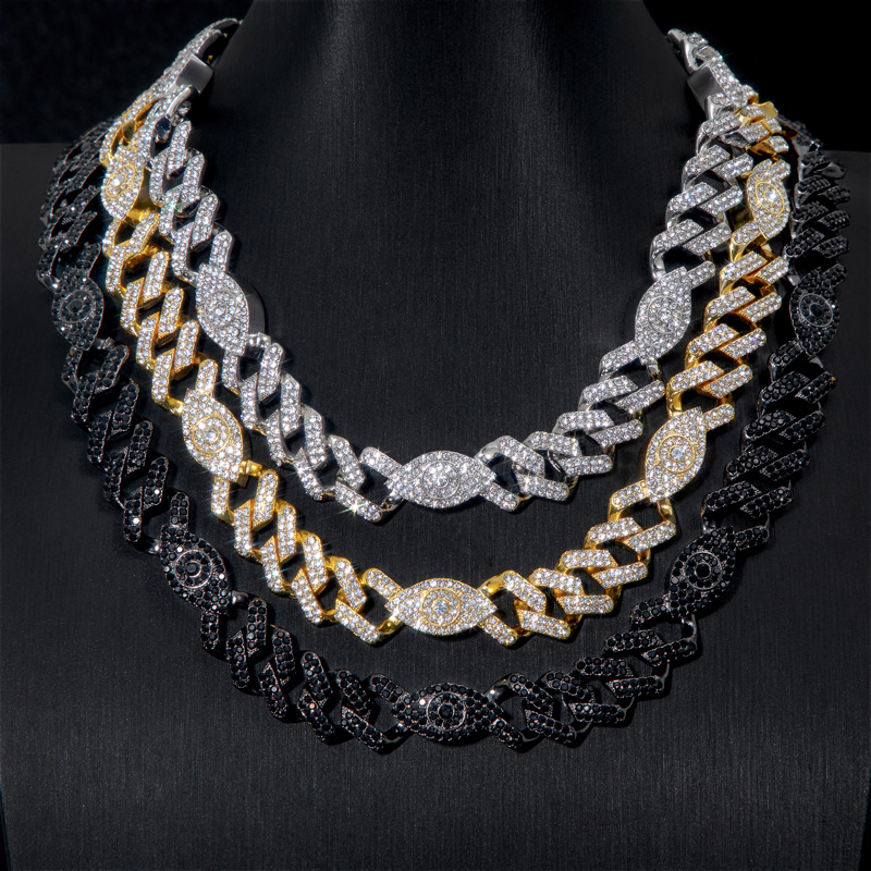 Iced Out Evil Eyes 12mm Cuban Chain Gold With Street Luxury Shine - Image 7