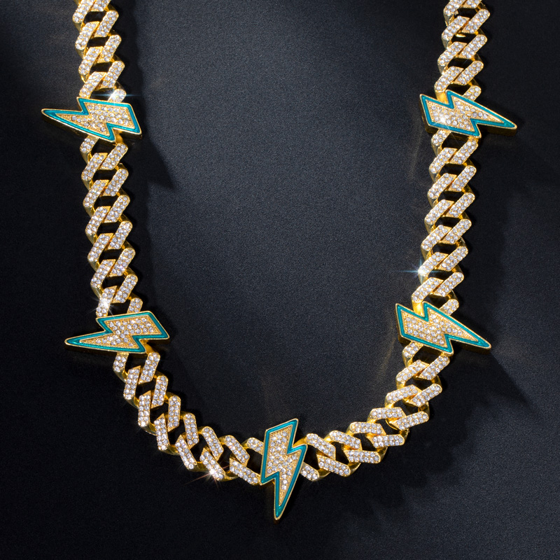 Iced Out Lightning 12mm Cuban Chain Gold With Street Luxury Shine - Image 5
