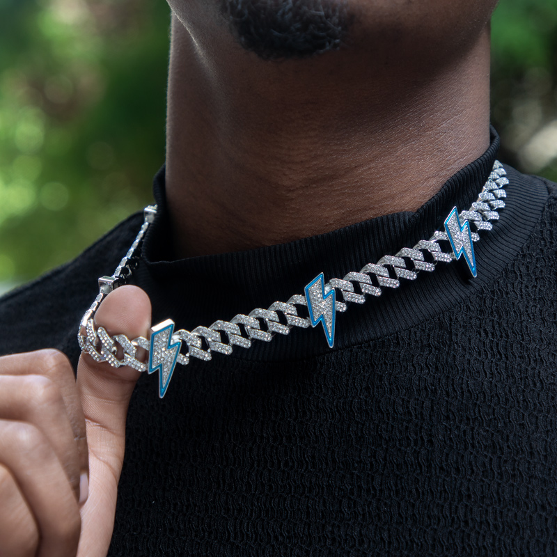 Iced Out Lightning 12mm Cuban Chain Gold With Street Luxury Shine