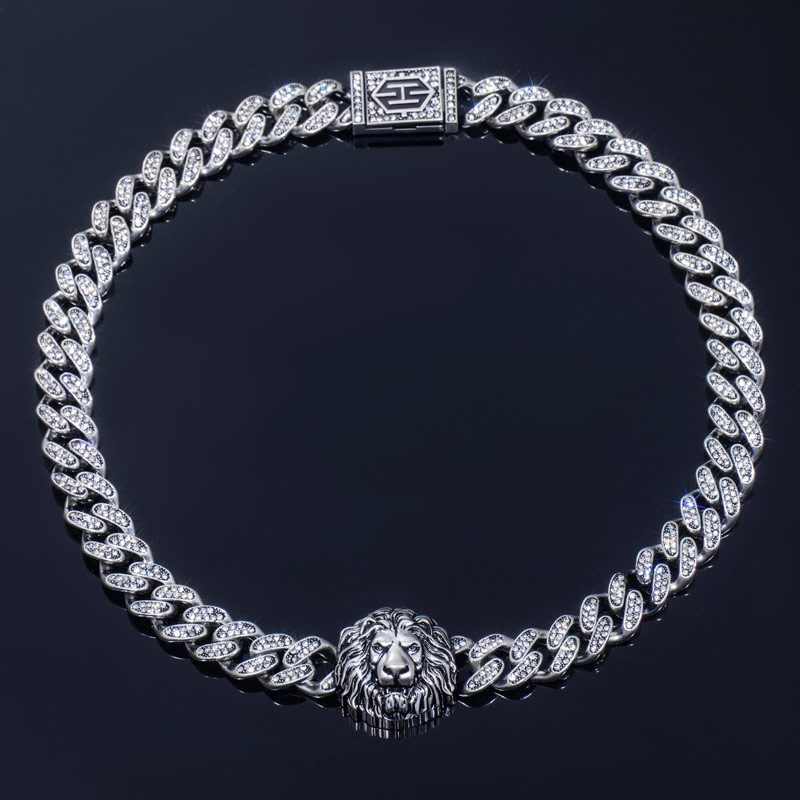 Lion Head Iced Out Miami Cuban Chain Necklace Gold With Street Luxury Shine - Image 3