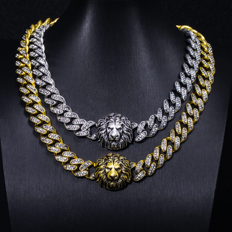 Lion Head Iced Out Miami Cuban Chain Necklace Gold With Street Luxury Shine - Image 5