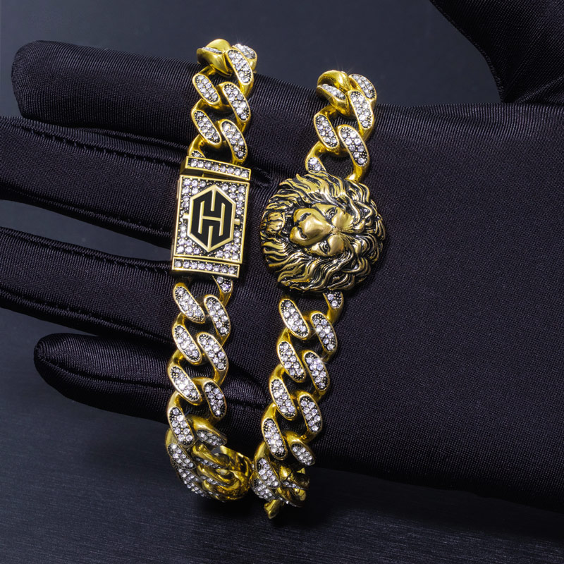 Lion Head Iced Out Miami Cuban Chain Necklace Gold With Street Luxury Shine - Image 6