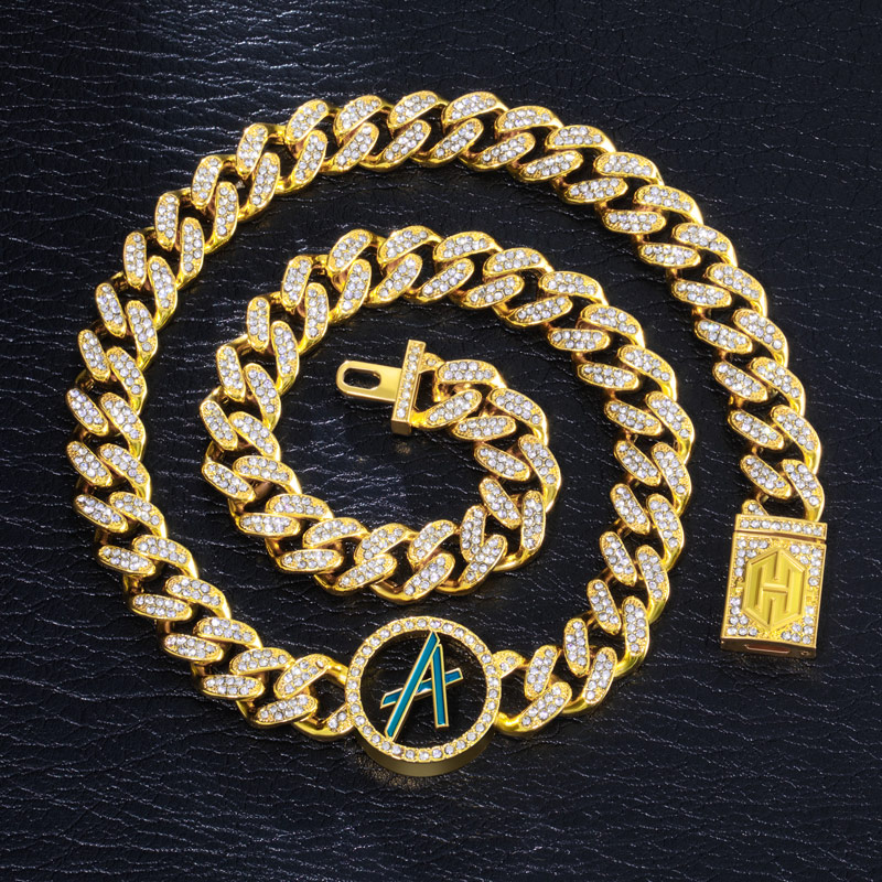 A To Z Initials Letters Iced Out Cuban Chain In Gold With Cuban Chain Shine