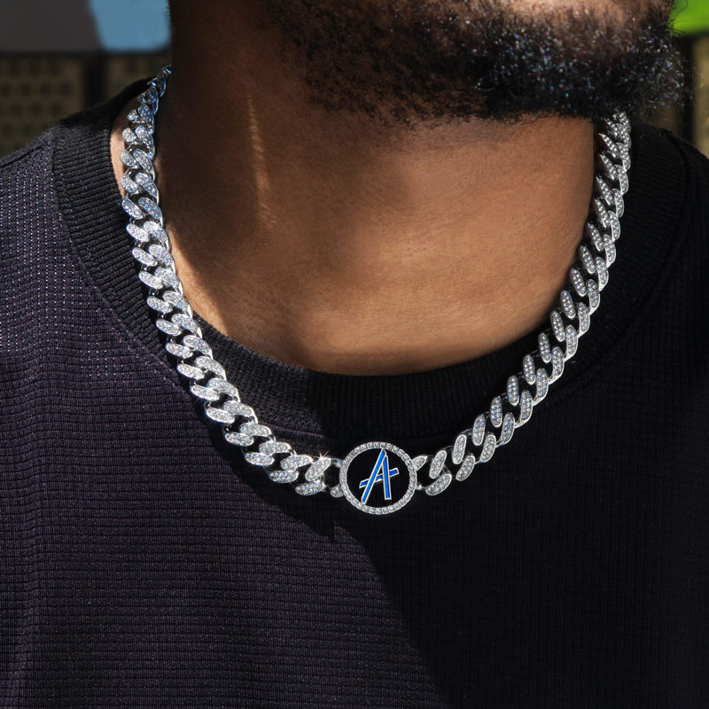 Street Luxury A To Z Initials Letters Iced Out Cuban Chain In White Gold