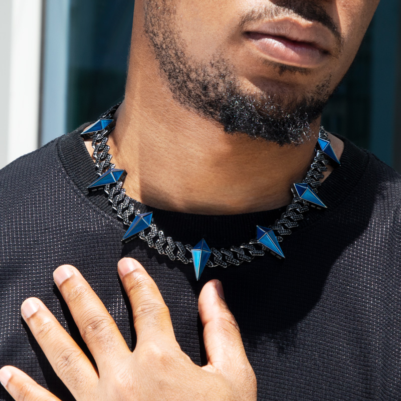 Street Luxury Fight Tooth And Claw Iced Out Cuban Chain In White/black Gold - Image 4