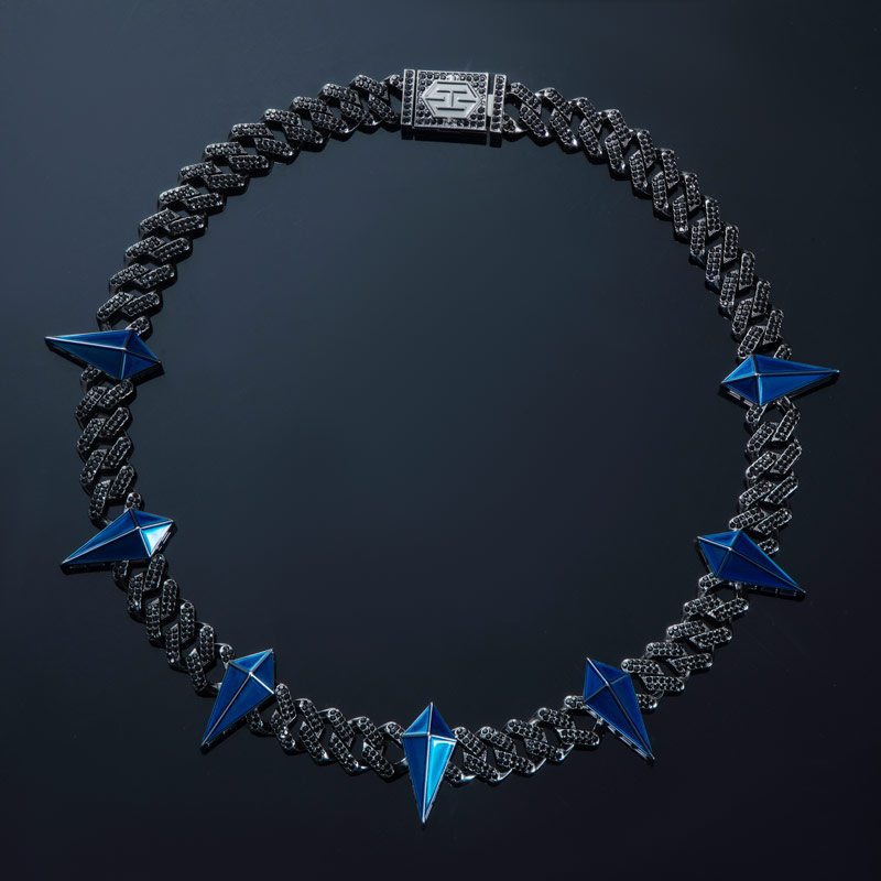 Street Luxury Fight Tooth And Claw Iced Out Cuban Chain In White/black Gold - Image 5