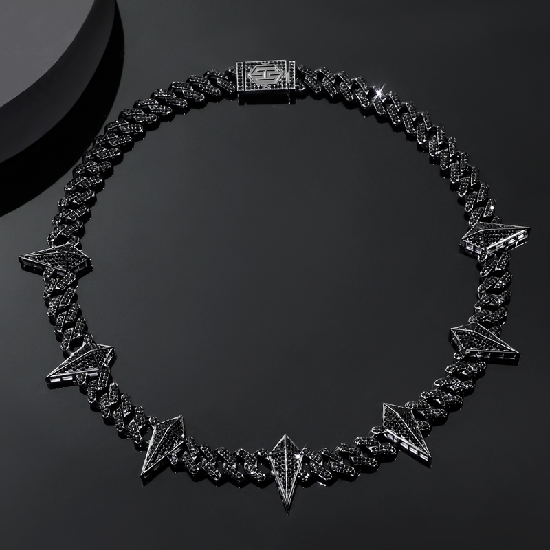 12mm Black Fight Tooth And Claw Iced Out Cuban Chain Gold - Image 3
