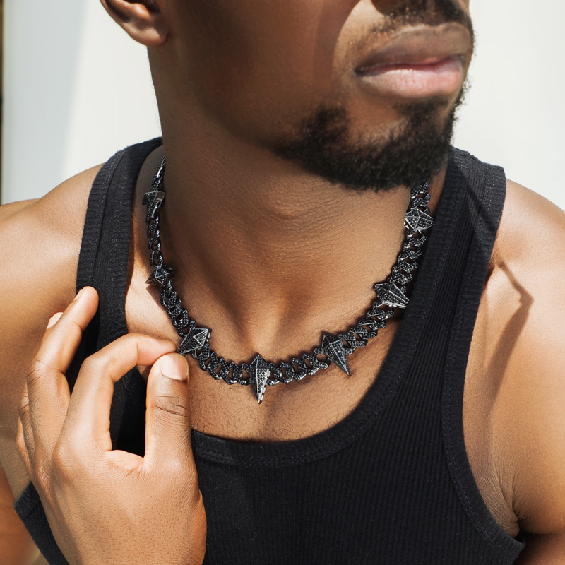 12mm Black Fight Tooth And Claw Iced Out Cuban Chain Gold - Image 7