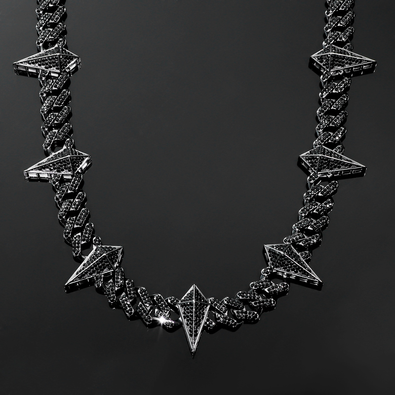 12mm Black Fight Tooth And Claw Iced Out Cuban Chain Gold