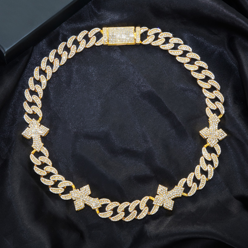 16mm 20 Heavy Fully Iced Out Cuban Link Cross Chain In Gold Cuban Chain - Image 5