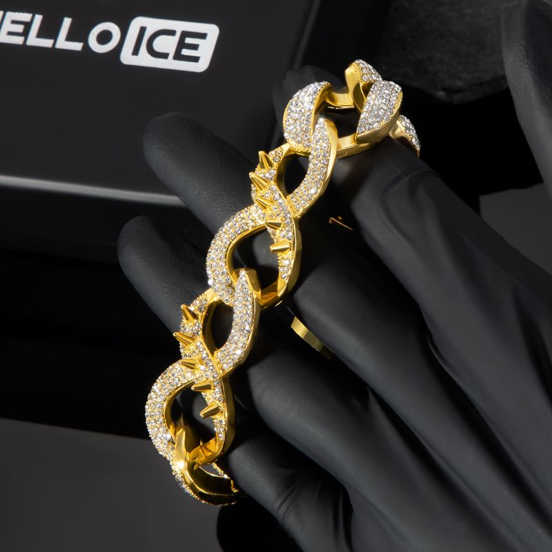 20mm 20 Spiked Infinity Cuban Link Chain In Gold Cuban Chain - Image 3