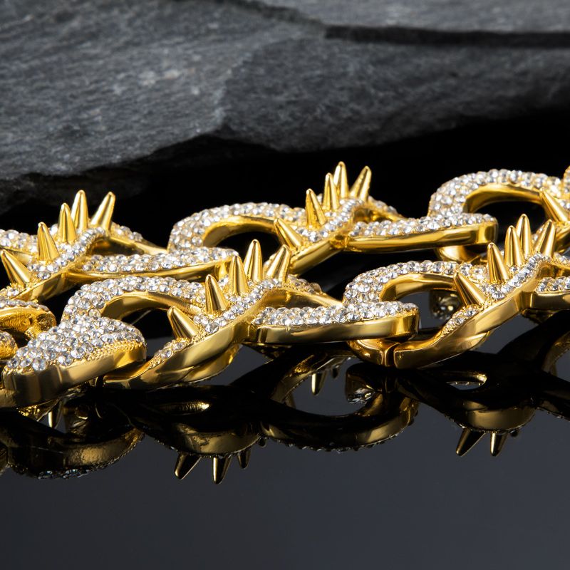 20mm 20 Spiked Infinity Cuban Link Chain In Gold Cuban Chain - Image 5