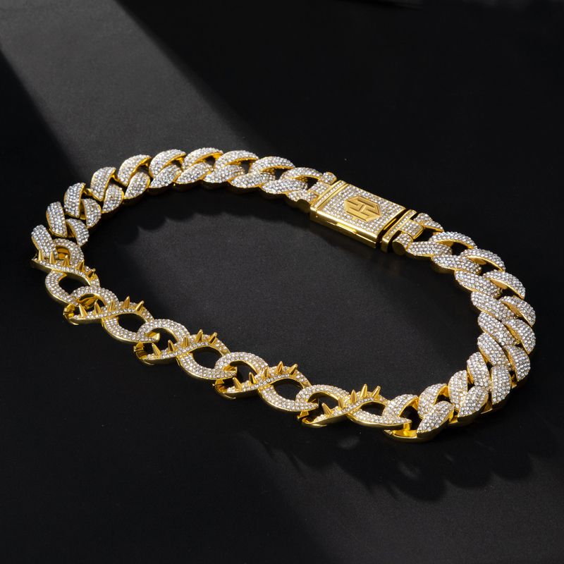 20mm 20 Spiked Infinity Cuban Link Chain In Gold Cuban Chain - Image 6