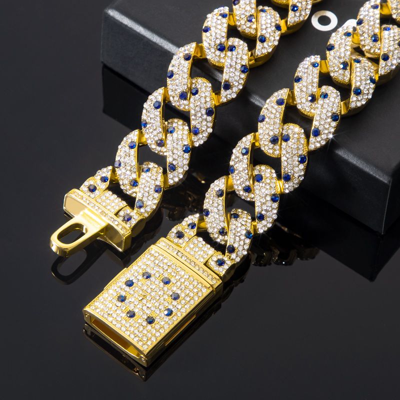 20mm 20 Sapphire Spot Cuban Link Chain In Gold With Cuban Chain Shine - Image 3