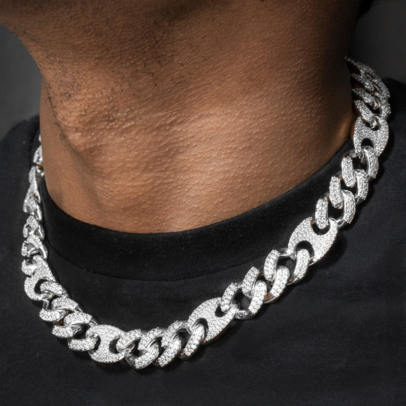 13mm Cuban G-link Chain In White Gold Cuban Chain Shine With Street Luxury - Image 3
