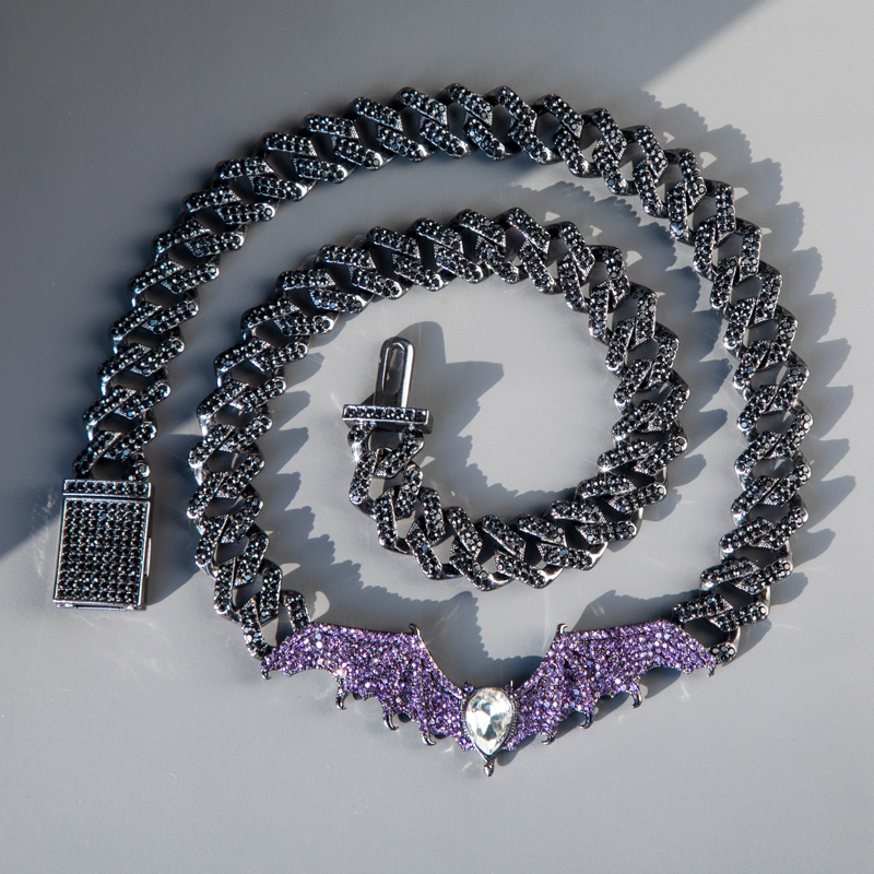 Purple Bat Prong Cuban Chain In Black Gold With Street Luxury Shine - Image 3