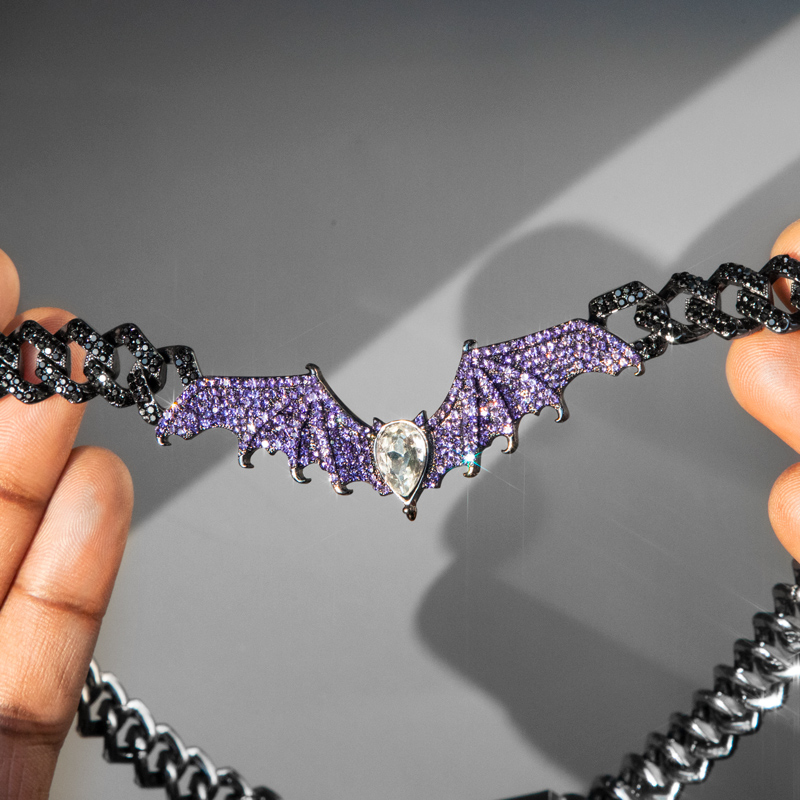 Purple Bat Prong Cuban Chain In Black Gold With Street Luxury Shine - Image 5