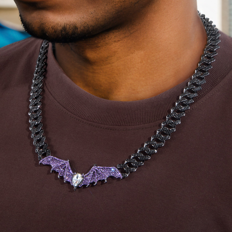 Purple Bat Prong Cuban Chain In Black Gold With Street Luxury Shine