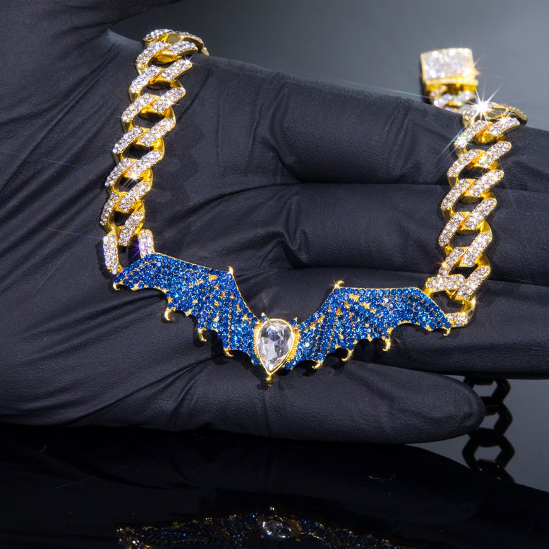 Blue Bat Prong Cuban Chain In Gold Iced Out With Street Luxury Shine