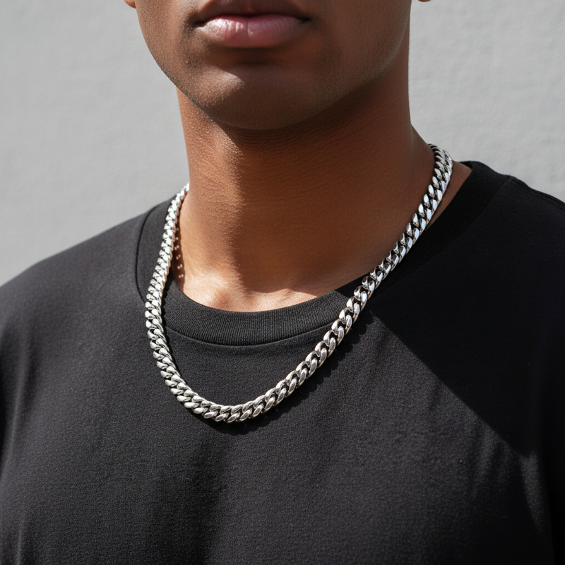 8mm 316l Stainless Steel Cuban Link Chain Silver With Street Luxury Shine - Image 3