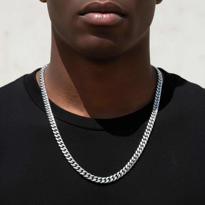 8mm 316l Stainless Steel Cuban Link Chain Silver With Street Luxury Shine - Image 4