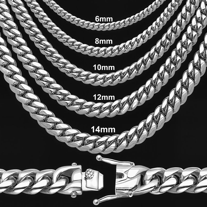 8mm 316l Stainless Steel Cuban Link Chain Silver With Street Luxury Shine - Image 5