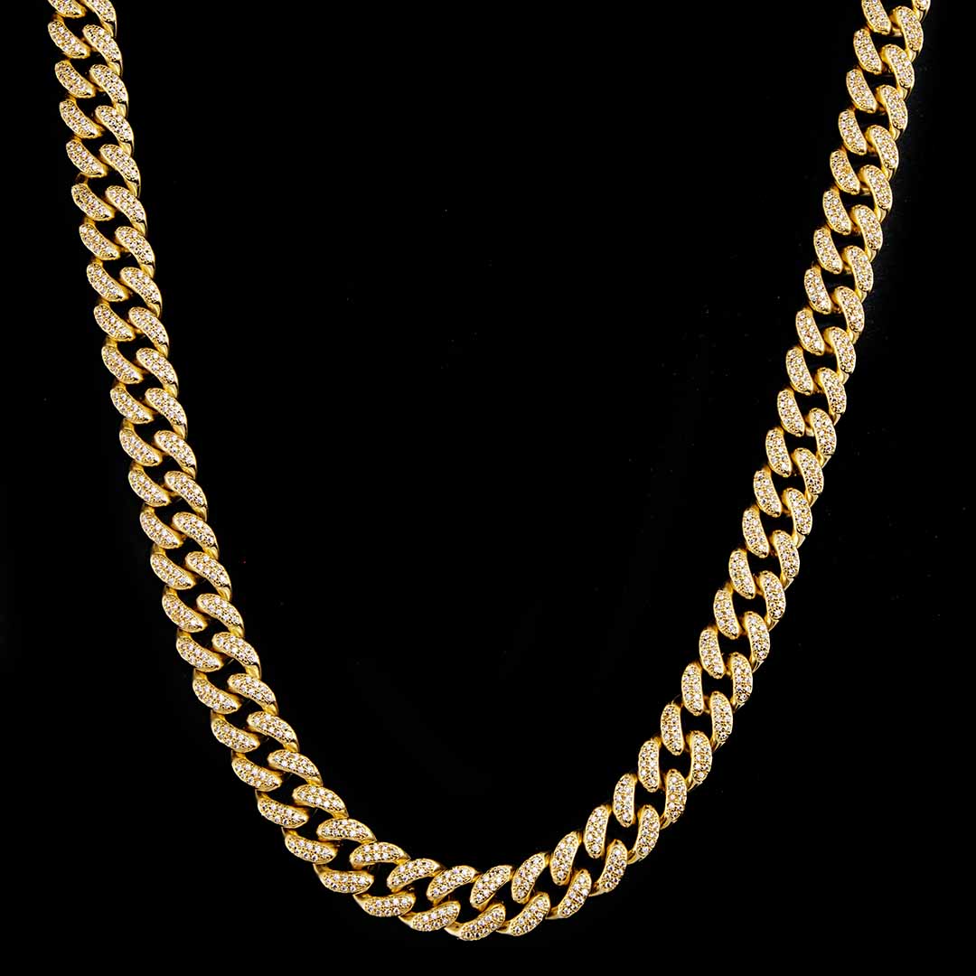 13mm Handset 18k Gold Pvd Plated Finish Iced Out Cuban Link Cuban Chain - Image 4