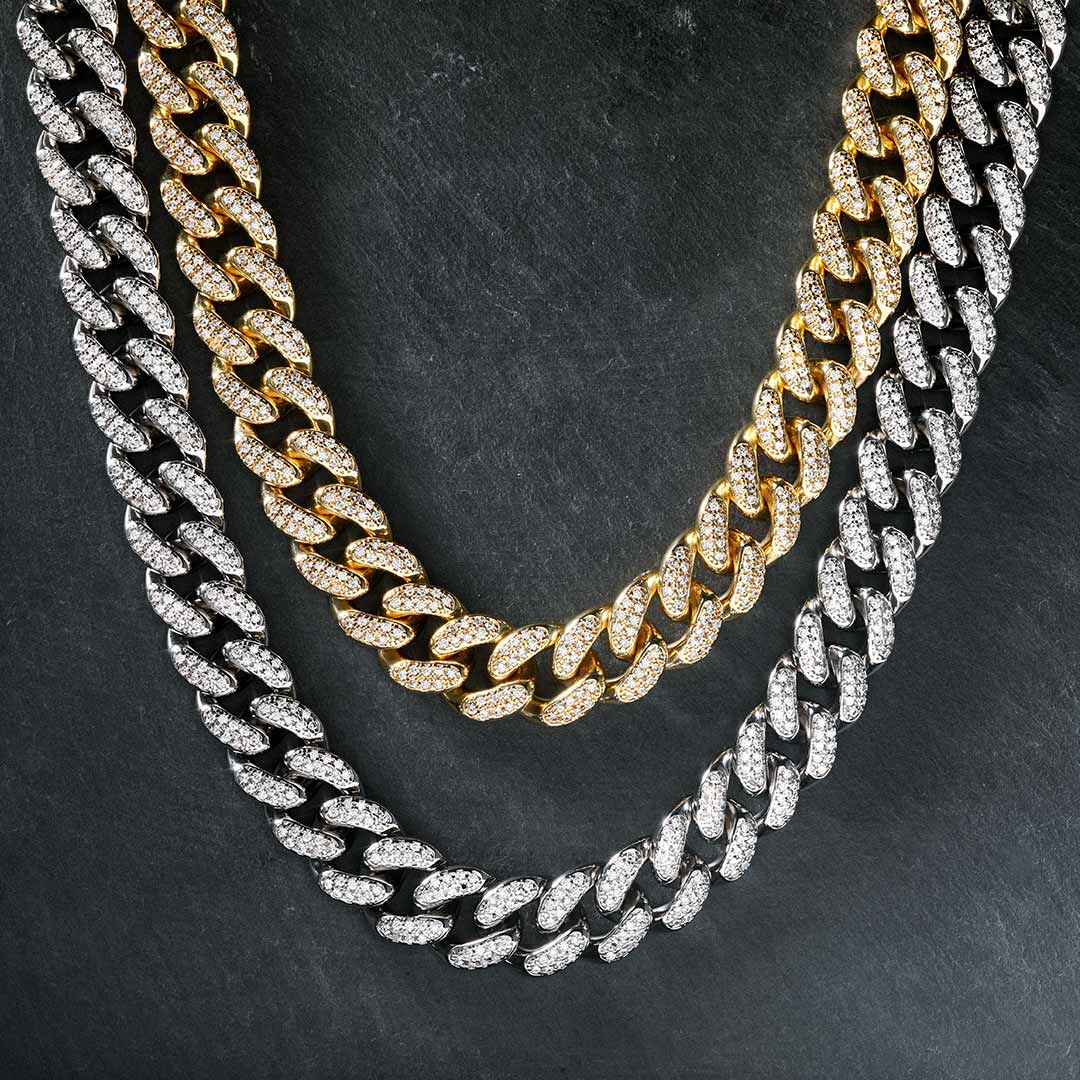 13mm Handset 18k Gold Pvd Plated Finish Iced Out Cuban Link Cuban Chain - Image 6