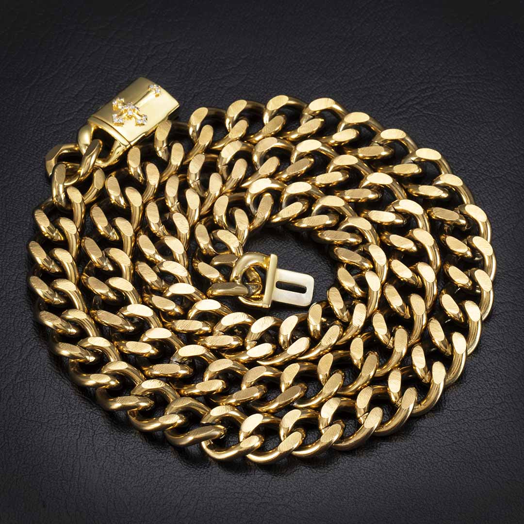 10mm Cross Box Buckle Cuban Chain Gold With Bold Statement Appeal - Image 4