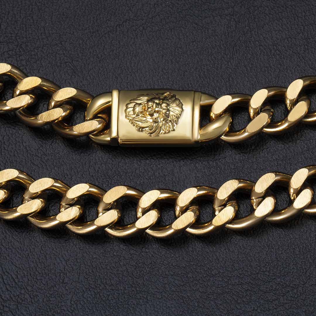 10mm Lion Buckle Cuban Chain Gold With Bold Statement Appeal