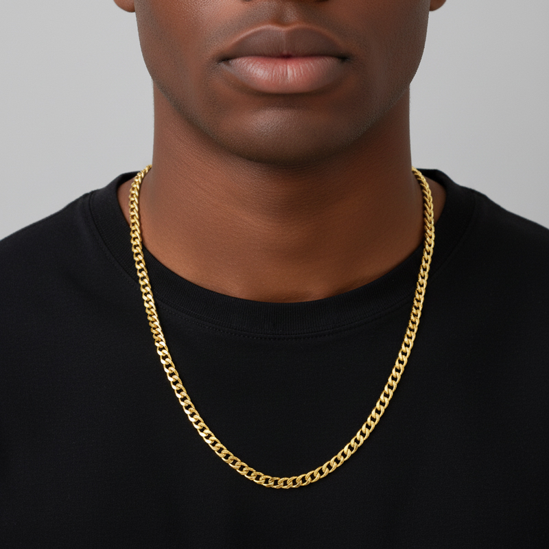 5mm Stainless Steel Cuban Chain In Gold With Street Luxury Shine - Image 3