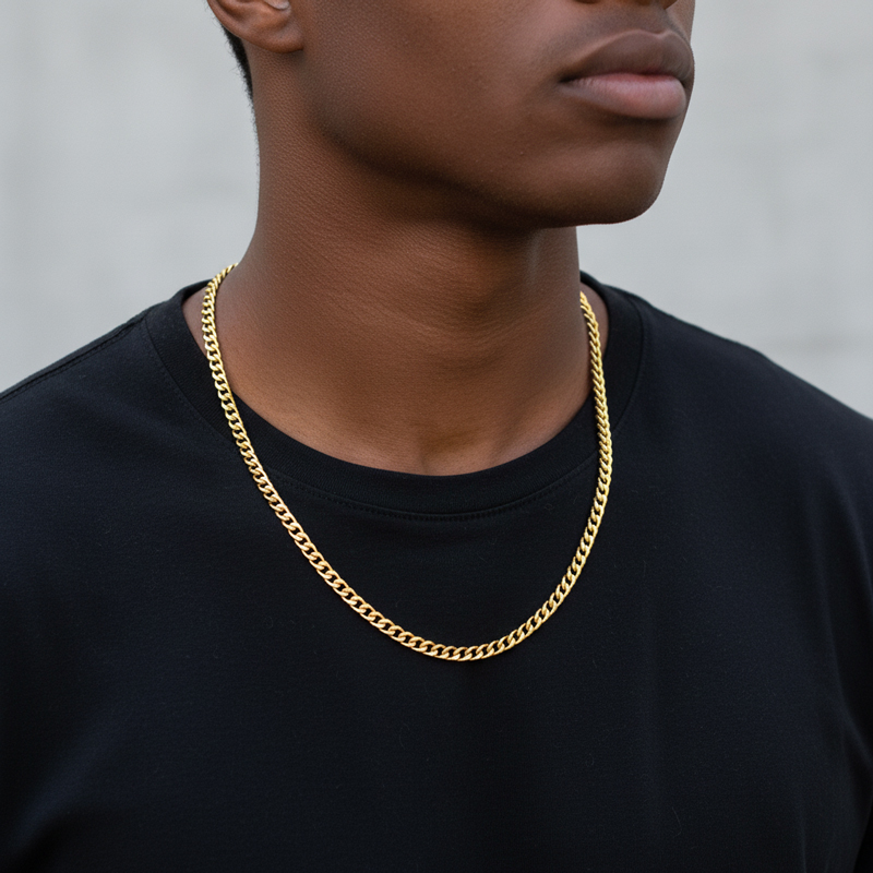 5mm Stainless Steel Cuban Chain In Gold With Street Luxury Shine - Image 4