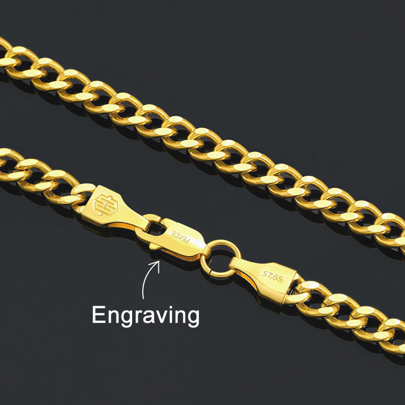 5mm Cuban Link Solid 925 Sterling Silver Chain In Gold Cuban Chain - Image 5