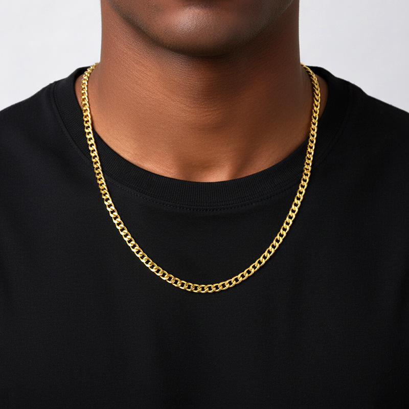 5mm Cuban Link Solid 925 Sterling Silver Chain In Gold Cuban Chain