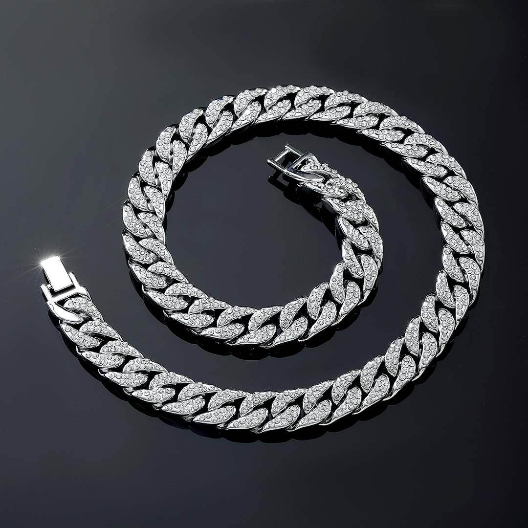 Iced Out 18k White Gold 13mm Cuban Chain With Street Luxury Shine - Image 4