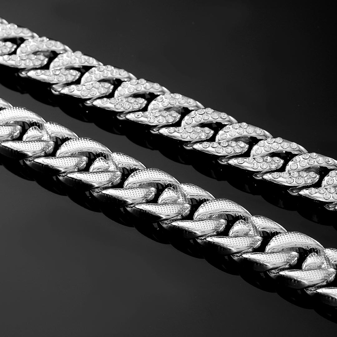 Iced Out 18k White Gold 13mm Cuban Chain With Street Luxury Shine - Image 5
