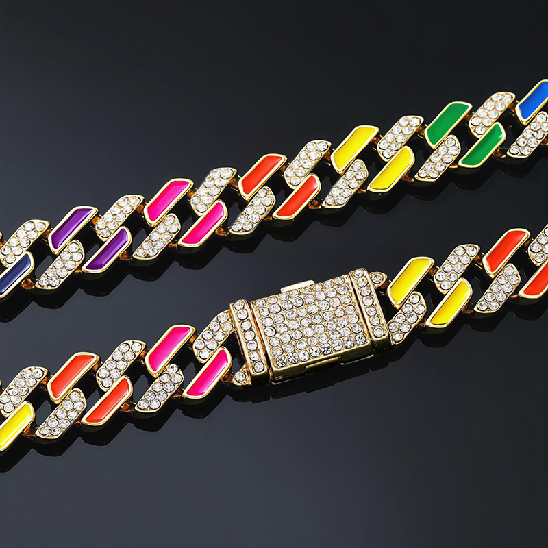 11mm Multi-color Half-iced Out Cuban Chain In Gold With Street Luxury Shine - Image 5