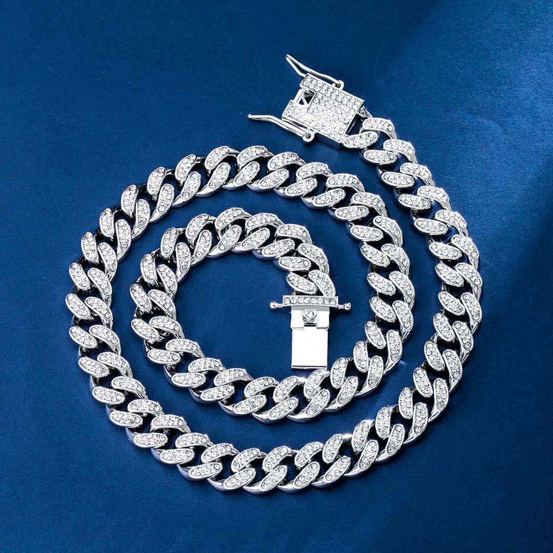 12mm Iced Out Miami Cuban Chain In White Gold With Street Luxury Shine - Image 4