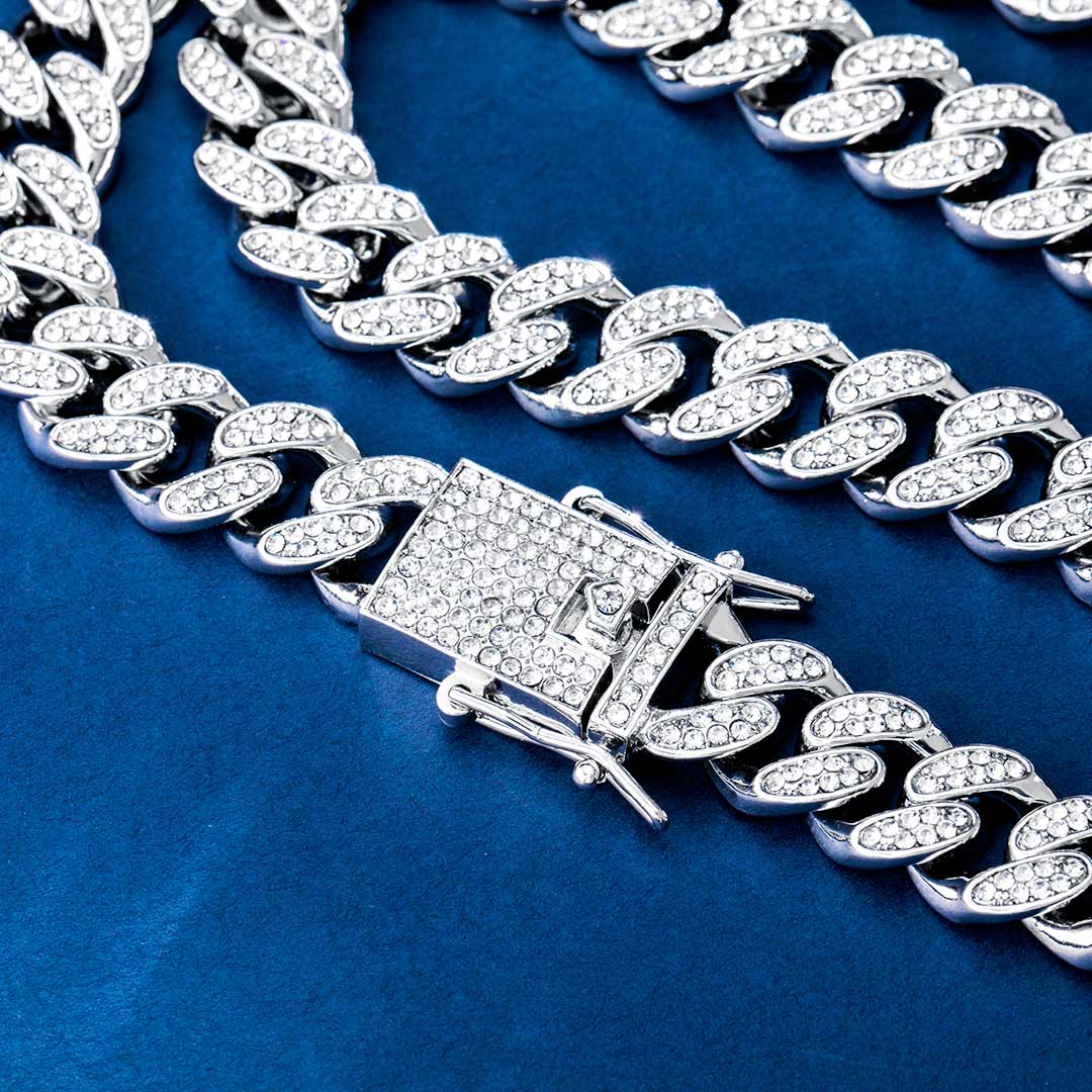 12mm Iced Out Miami Cuban Chain In White Gold With Street Luxury Shine - Image 6