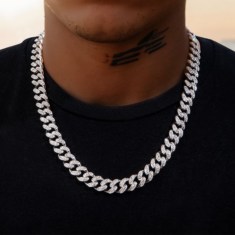 12mm Iced Out Miami Cuban Chain In White Gold With Street Luxury Shine