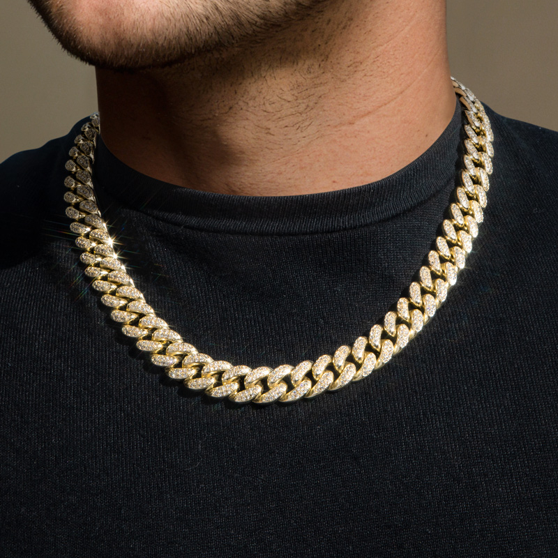 12mm Iced Out Miami Cuban Chain In Gold With Street Luxury Shine - Image 4