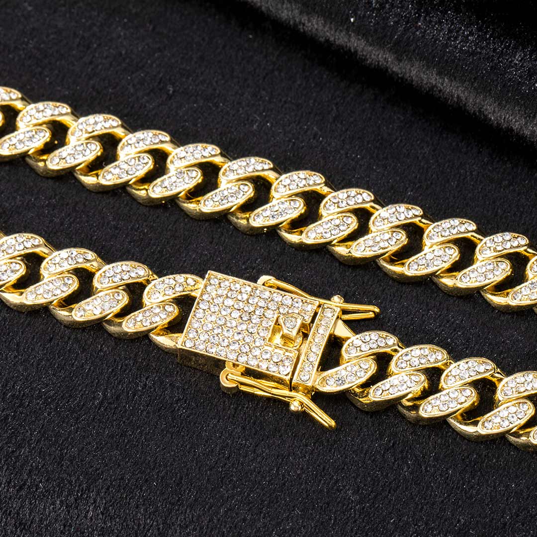 12mm Iced Out Miami Cuban Chain In Gold With Street Luxury Shine - Image 5