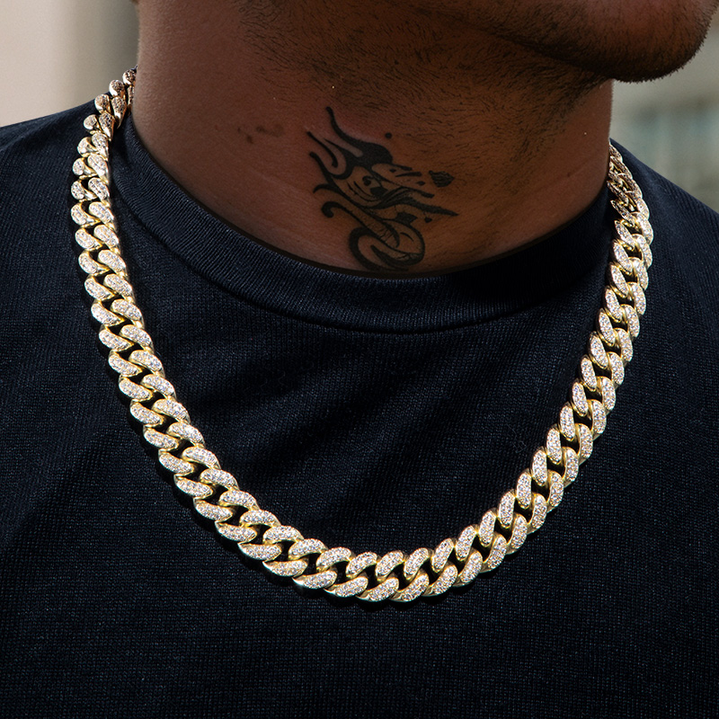 12mm Iced Out Miami Cuban Chain In Gold With Street Luxury Shine