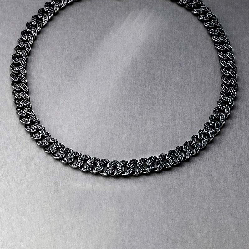 12mm Black Iced Out Miami Cuban Link Chain Gold With Street Luxury Shine - Image 4