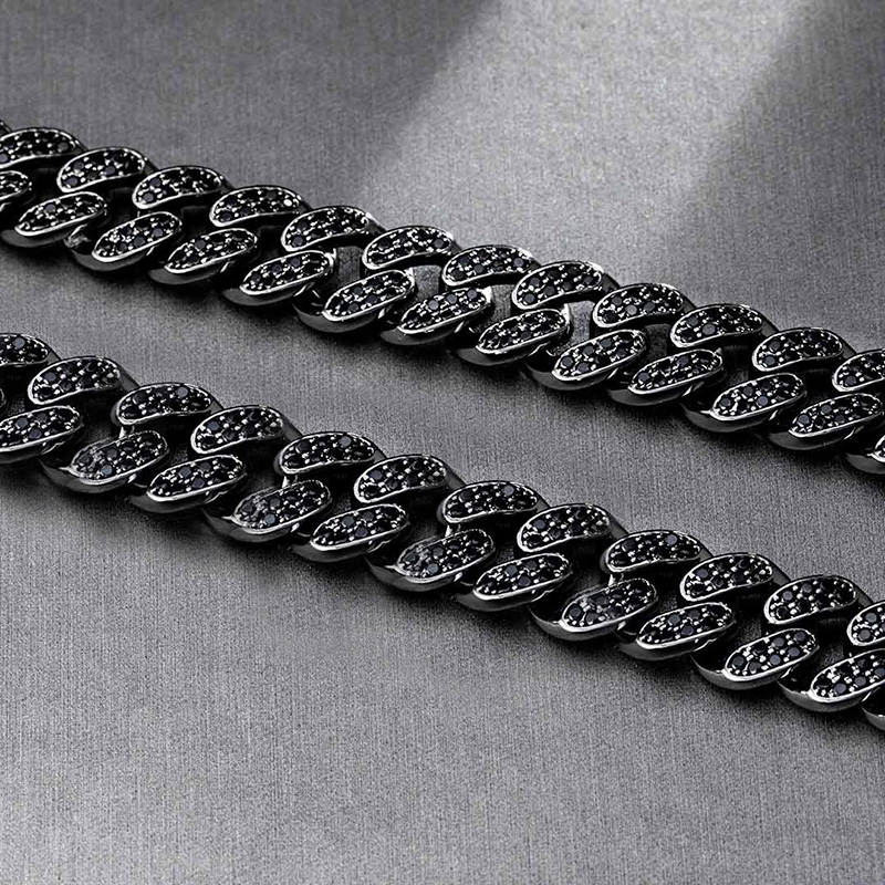 12mm Black Iced Out Miami Cuban Link Chain Gold With Street Luxury Shine - Image 5