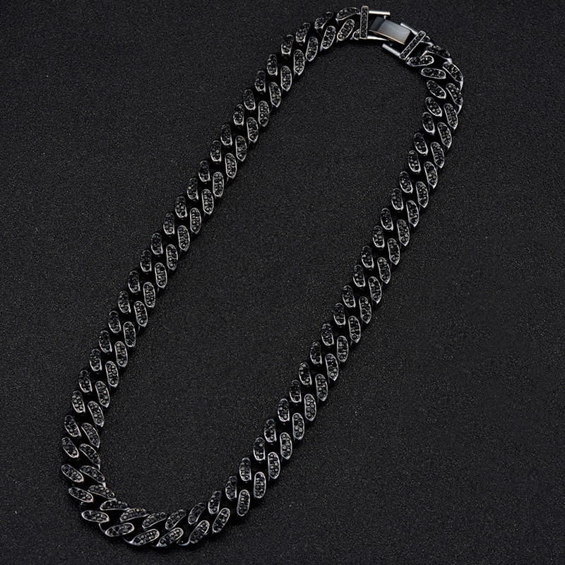 12mm Black Iced Out Miami Cuban Link Chain Gold With Street Luxury Shine - Image 6